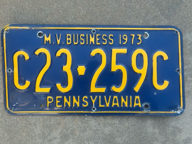 1973 Pennsylvania M.V. Business License Plate C23-259C VTG PA Dealer