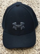 Under Armour Youth S/M Black Embroidered Logo UA Fitted Hat Cap NEW