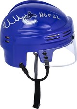 Henrik Sedin Vancouver Canucks Signed Blue Mini Helmet with "HOF 22" Inscription