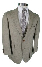 Polo Ralph Lauren Chaps Vtg Beige 2 Btn Tweed Wool Patch Pocket Blazer 38S USA