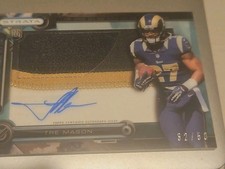 tre mason signed card autographed rpa rookie patch auto la rams rc nfl /50 #ed. rookie card picture
