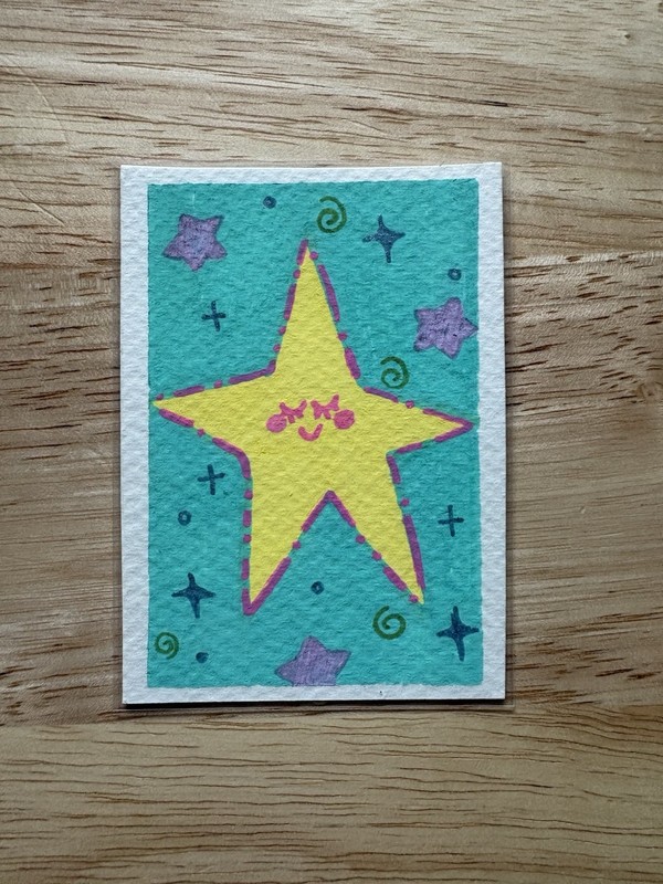 Original ACEO painting colorful star by LoveStruckDesigns