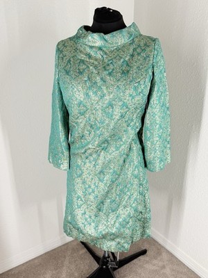 Vintage Mcm Jacquard Shift Dress Metallic Medium Large