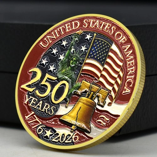 USA 250th Anniversary Golden Coin – Liberty Bell & Statue of Liberty 1776–2026