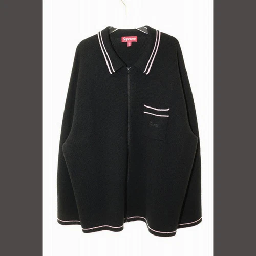 SUPREME 24AW ZIP UP POLO PULL NOIR XXL TRICOT A Occasion 91961c557b0e725195e75b3b1
