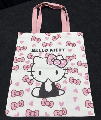 Hello Kitty Tote Or Book Bag - Sanrio. 13.5  X 15.5 . Pink Handles. NEW!