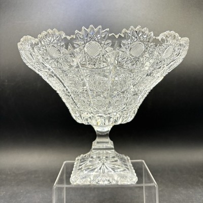 Imperlux Kristall Königinnen Spitzenschliff Kompott Vintage Lausitzer 3'' quadratische Basis 8,5'' D