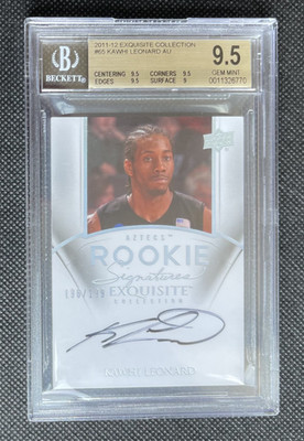 2011-12 Upper Deck Exquisite Kawhi Leonard Rookie Signatures #65 /199 BGS 9.5
