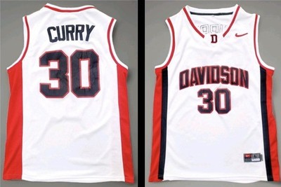 Retro Steph Curry Davidson College NCAA Nike Team Basketball Jersey~Adult Large