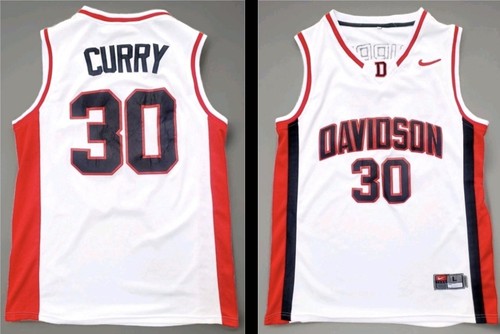 Retro Steph Curry Davidson College NCAA Nike Team Basketball Jersey~Adult Large