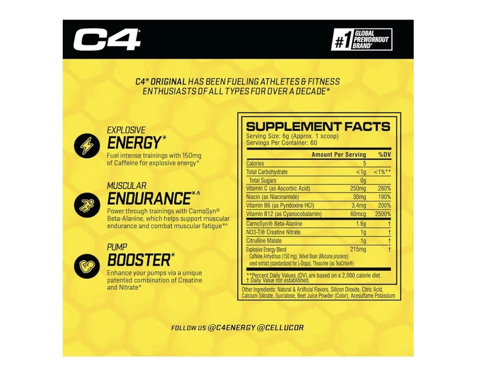 Polvo Pre Entrenamiento Cellucor C4 Original Limonada Rosa 60 Porciones Foto 3 de 4