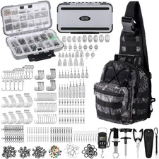 397 Pcs Fishing Accessories Kit Tools Include Backpack Fishing Tackle Box wit...
