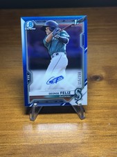 GEORGE FELIZ AUTO 1st 2021 Bowman Chrome Prospects BLUE REFRACTOR /150 Rookie RC