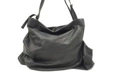 discord Yohji Yamamoto Unevenness Shoulder Bag Tote Gathered Leather Black 4526h