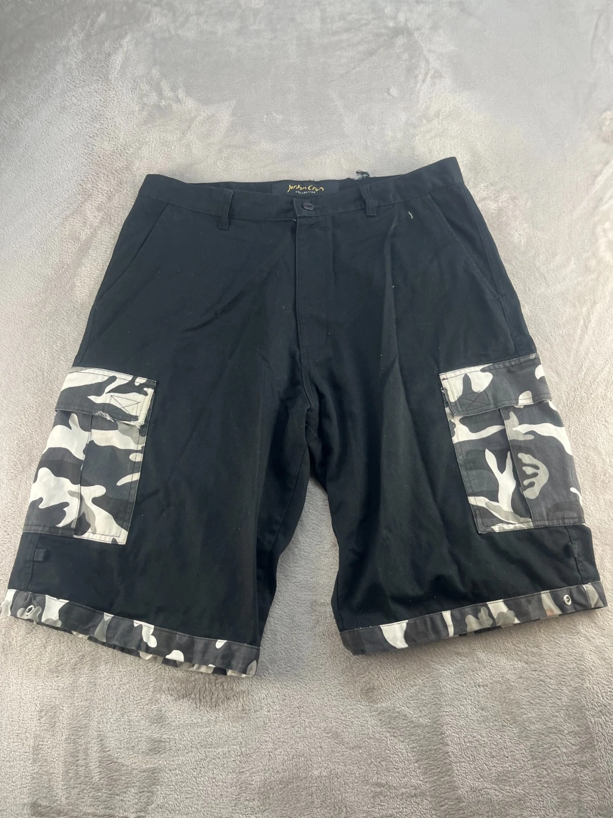 Jordan Craig Legacy Cargo Shorts Mens 38 Camo Black 100% Cotton Hiking