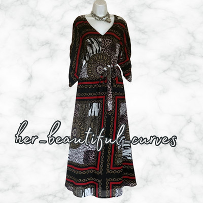 JOE BROWNS PARTYKLEID MIT KETTE & ART DECO PRINT GR. 24