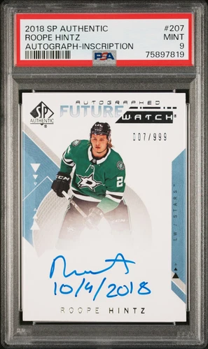 2018 SP Authentic Roope Hintz #207 Autograph Inscription PSA 9