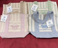 Juego de 4 Bolso de Mano Trader Joe’s Mini de Lona a Rayas Pastel Edición Limitada