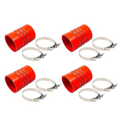 4PCS 4'' X 6'' 4 inch Silicone Red Hump Hose Charge Air Cooler W/Clamps 7715-0002