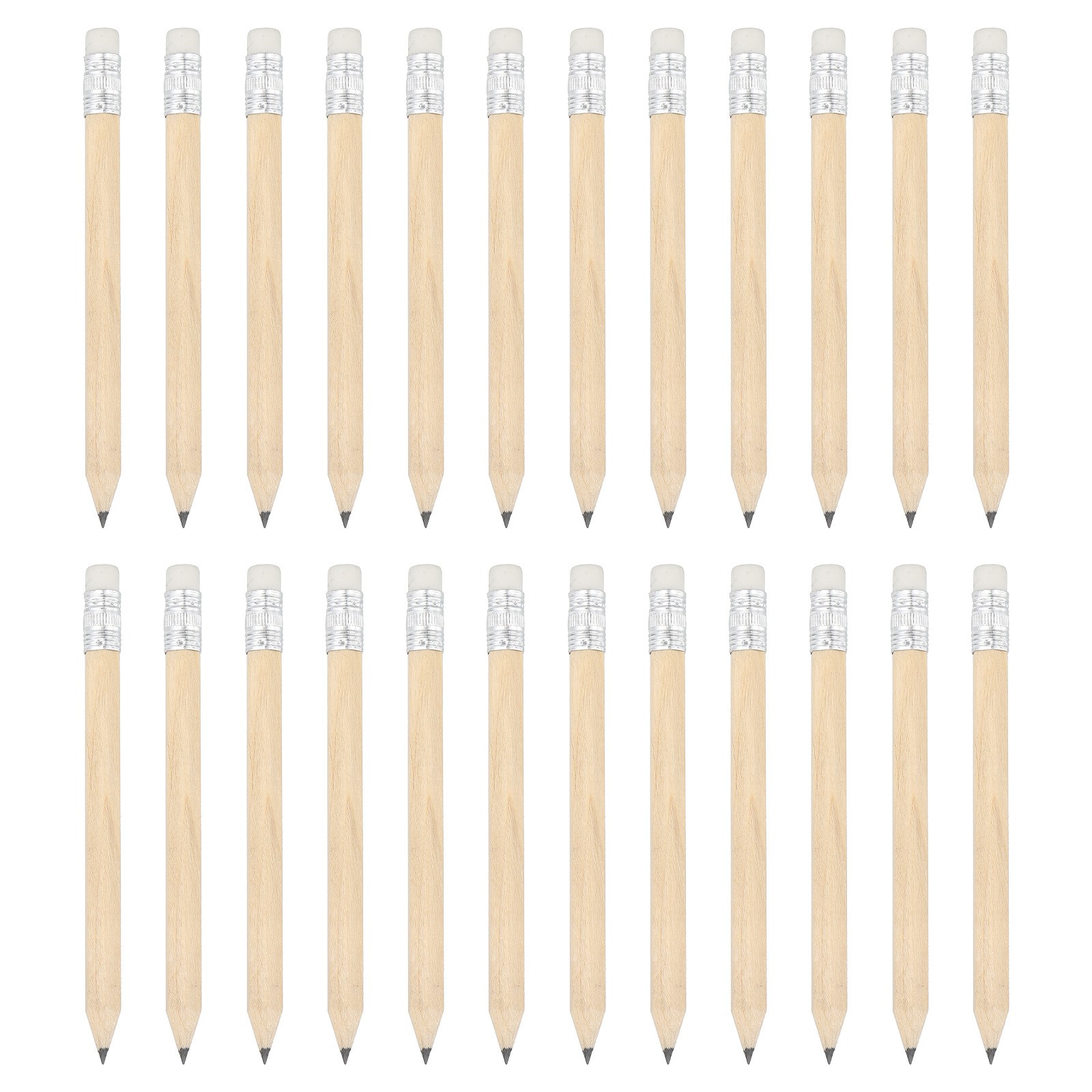 Half Pencils Bulk, 24 Pack Short Hexagon Wooden Pencils with White Eraser-image