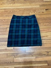 Talbots Women's Skirt Size 6 Blue Green Tartan Plaid Mini Cotton Blend Preppy