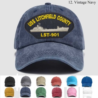 Customized Embroidered Hat Uss Litchfield County Lst-901, Trucker Hat, Gift Idea