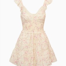 LoveShackFancy 'Finny' Cotton Luna Rose Fleur Mini Dress In Magnolia (NWT)