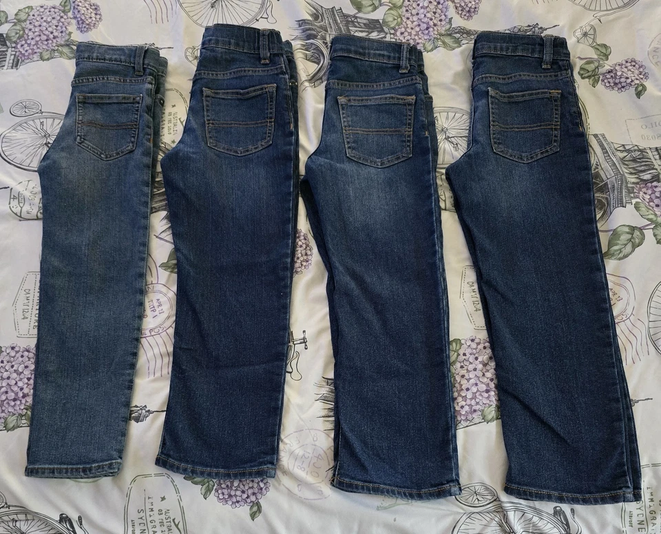 OSHKOSH B'GOSH CLASSIC SLIM KIDS BLUE JEANS ADJUSTABLE WAIST SIZE 6R LOT OF 4 - Image 3 of 4