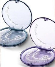 Retainer Cases x2, Aligner Holder, Denture Box, Mouth Guard Case, Blue & Purple