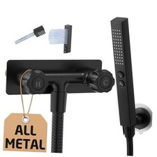  All Metal RV Shower Faucet with Hose and 2 Function Showerhead, No Leak Black