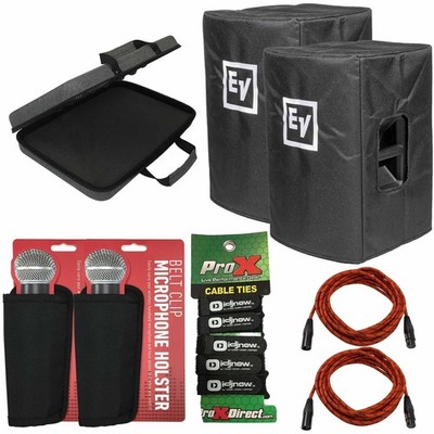 Electro Voice ETX-15P Padded Speaker Covers (Pair) + Carry Case + Cables