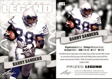 2023 Leaf Prized Legend Barry Sanders #01 Detroit Lions