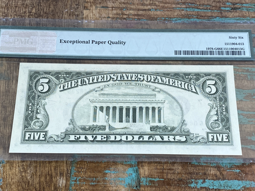 $5 1985 1978-G GA G-A Block Chicago FRN PMG 66EPQ - GEM + - Picture 2 of 2