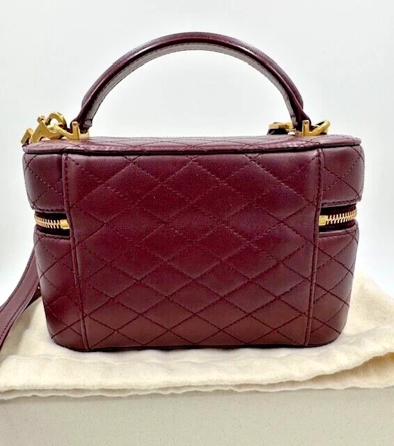 SAINT LAURENT (YSL) Yves Saint Laurent Rouge Cabernet Gaby Vanity Bag in pelle di agnello
