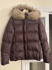 Joseph Duck Down Puffer Jacket With Hood And Detachable Fur Trim Size 36 (uk 8)