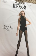 New Jennifer Glitter Net Shimmery Dark Gray/ Silver Tights Size Small