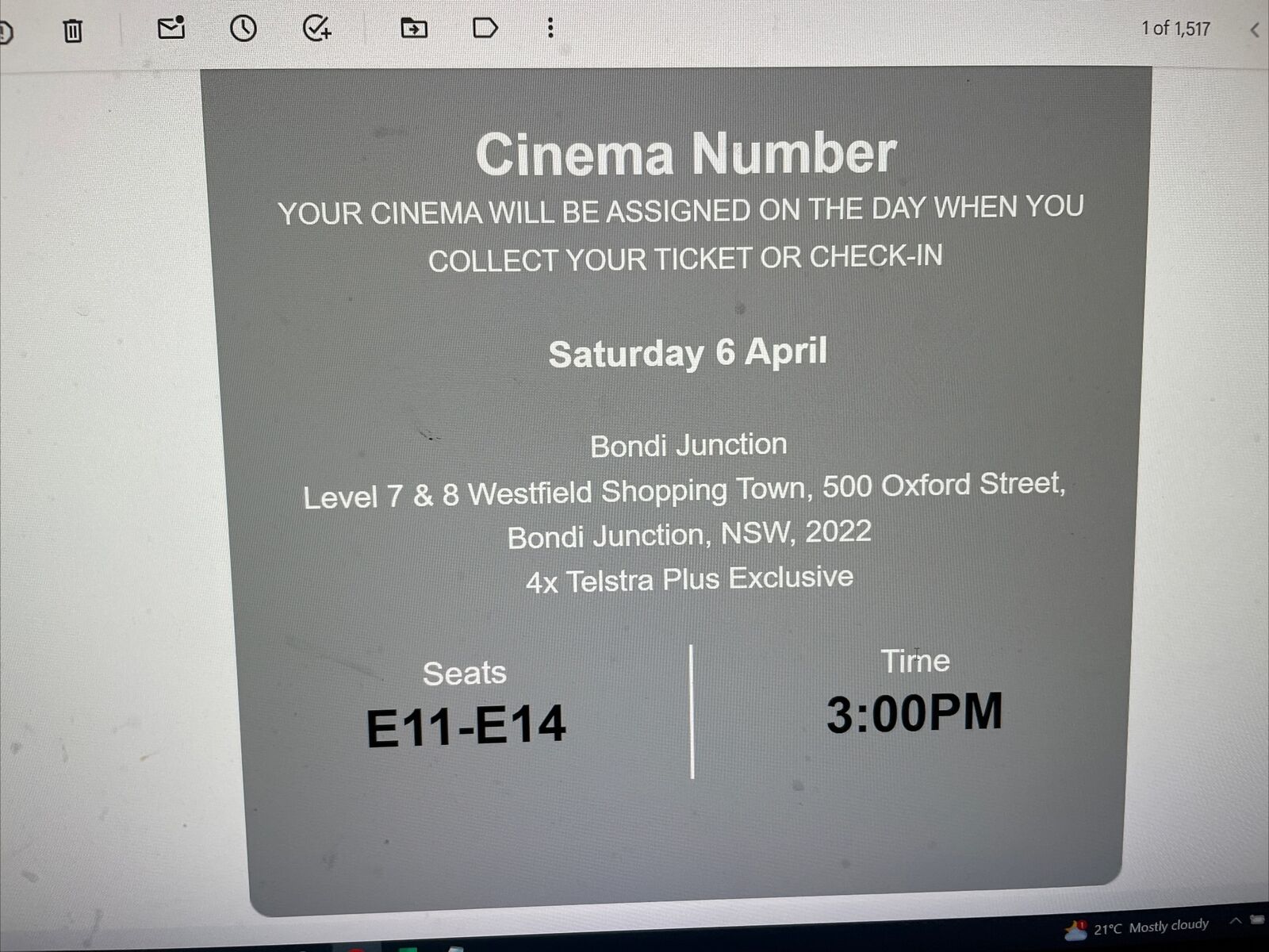 Four Movie Tickets Event Cinema Bondi Junction Kung Fu panda 4 Movie April 6th
