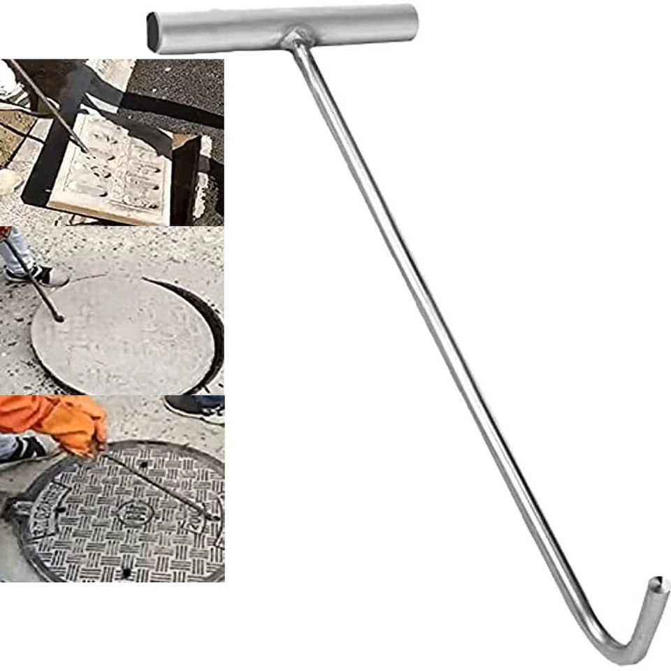 MARKENLOS 38cm Kanalhaken Schachthaken Kanaldeckelheber Für Kanaldeckel Haken DHL