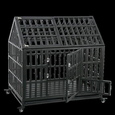 Heavy Duty Dog Metal Cage pet Crate with Roof Chew-resistant
