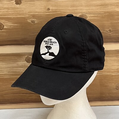 AT&T Pebble Beach PRO-AM Hat Cap Strap Back Black Logo Golf Adjustable Mens