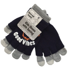 Kids Gloves Texting Tips One Size Good Vibes Blue Gray Warm  Toasty Acrylic NWT