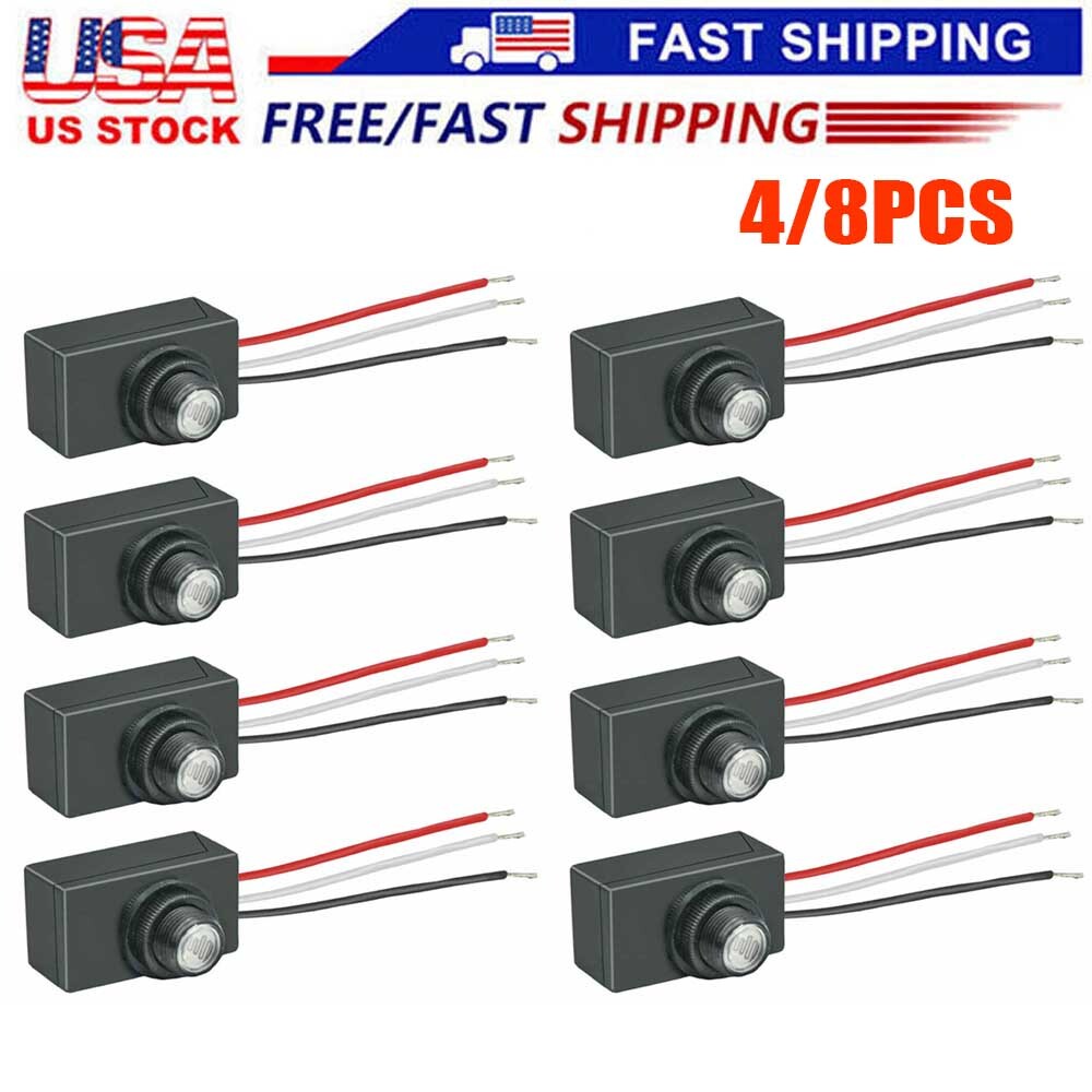 4/8x Dusk to Dawn Photocell Light Switch Auto ON Off Light Sensor Control Switch. Available Now for $22.79