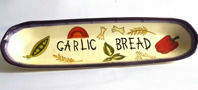 Rayware Italy country kitchen Hand Painted Ceramics Dish for garlic and bread