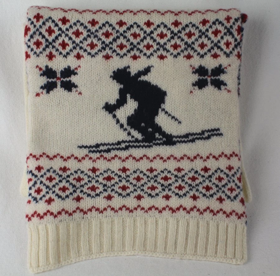 Polo Ralph Lauren Lana Crema Esquiador Nórdico Azul Rojo Bufanda Nueva con Etiquetas Foto 2 de 2