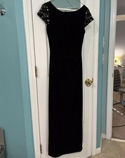 Eliza J Formal Gown with Ruching And Jeweled Cap Sleeves