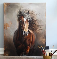 Oil Painting Original on Canvas Horse Portrait Wall Art Horse Painting Interior 