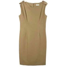 Calvin Klein Sleeveless sheath career dress Sz 8 camel caramel tan Office Pencil