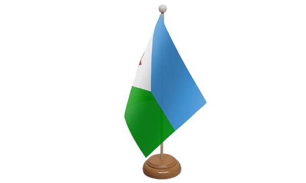 Djibouti Table Desk Flag With Wooden Base