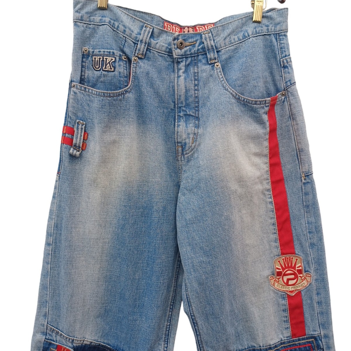 Vtg Pepe Jeans 73 London Mens 32x32 Baggy Embroidered Patch Blue