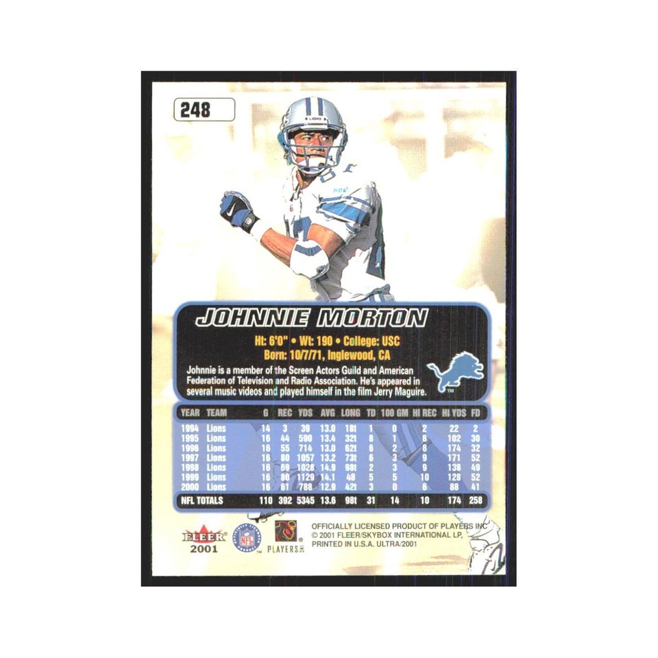 Johnnie Morton 2001 Fleer Ultra 248 Detroit Lions Football Card NM eBay